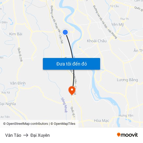 Vân Tảo to Đại Xuyên map