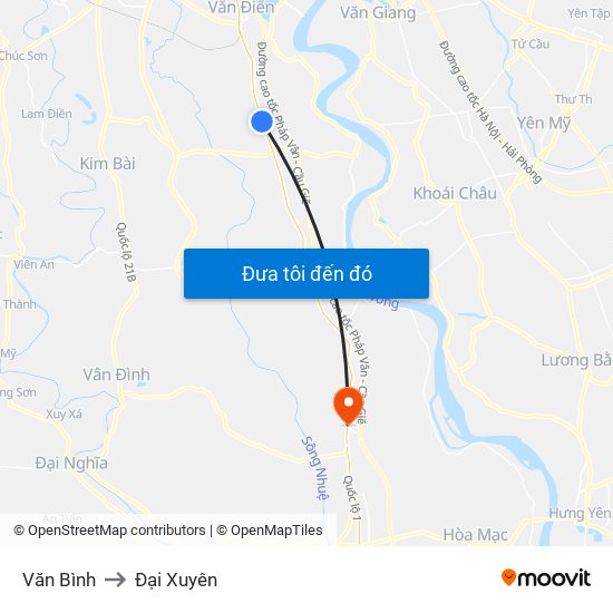 Văn Bình to Đại Xuyên map