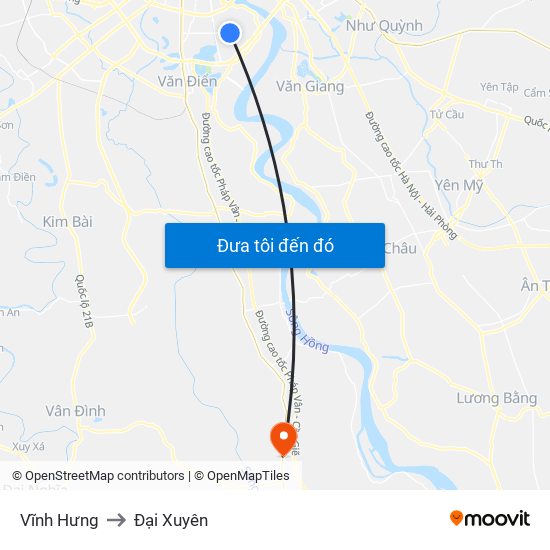 Vĩnh Hưng to Đại Xuyên map