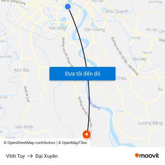 Vĩnh Tuy to Đại Xuyên map