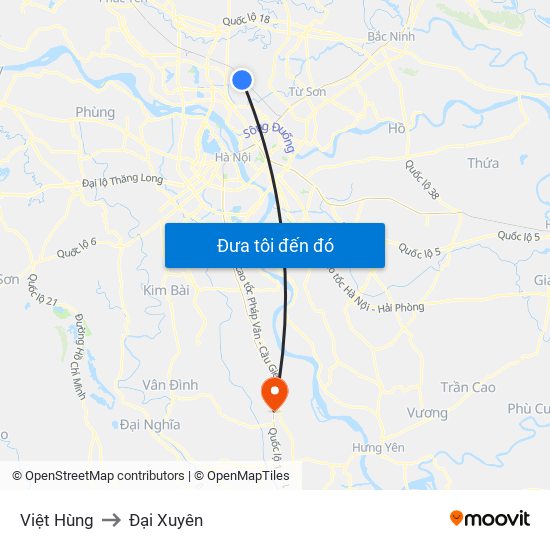 Việt Hùng to Đại Xuyên map