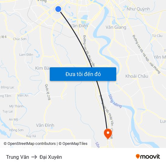 Trung Văn to Đại Xuyên map