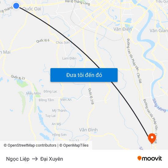 Ngọc Liệp to Đại Xuyên map