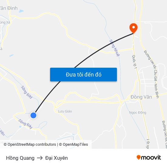 Hồng Quang to Đại Xuyên map