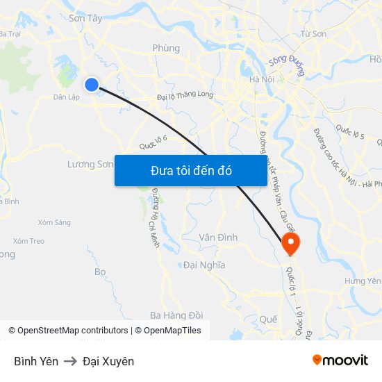 Bình Yên to Đại Xuyên map