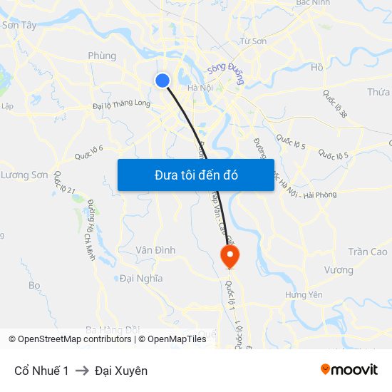 Cổ Nhuế 1 to Đại Xuyên map