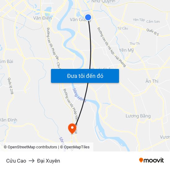 Cửu Cao to Đại Xuyên map