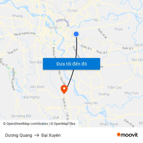 Dương Quang to Đại Xuyên map