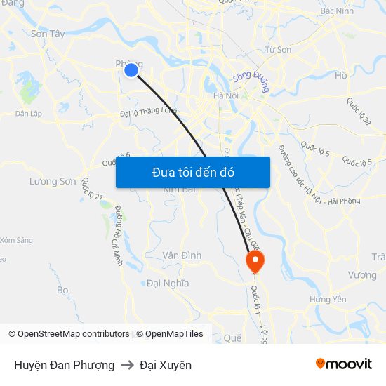 Huyện Đan Phượng to Đại Xuyên map