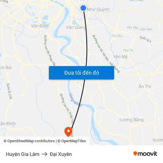 Huyện Gia Lâm to Đại Xuyên map