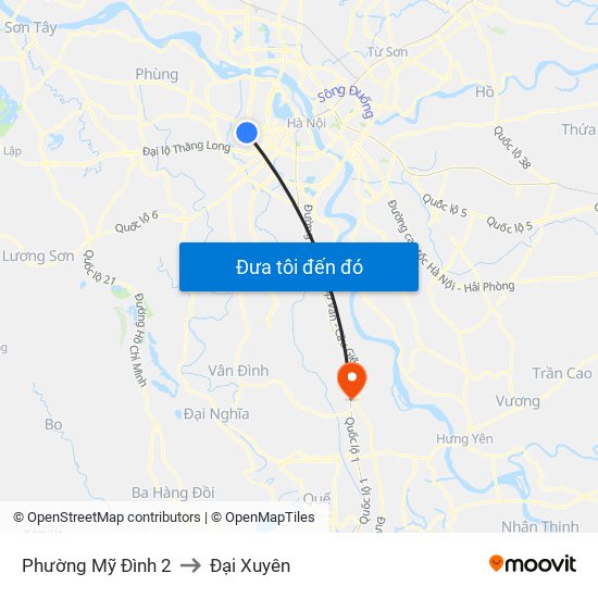 Phường Mỹ Đình 2 to Đại Xuyên map