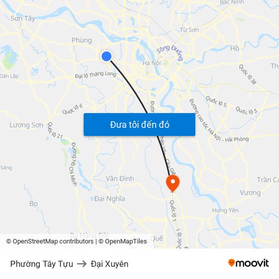 Phường Tây Tựu to Đại Xuyên map