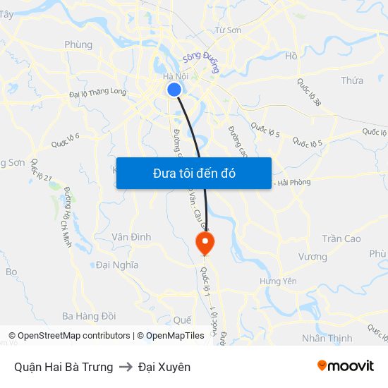 Quận Hai Bà Trưng to Đại Xuyên map