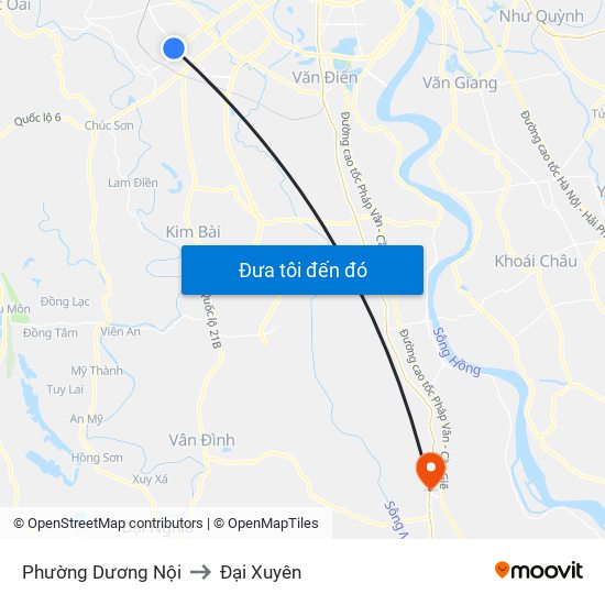 Phường Dương Nội to Đại Xuyên map