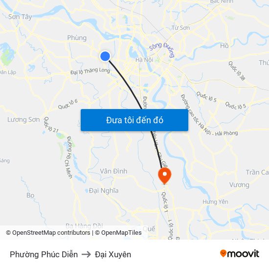 Phường Phúc Diễn to Đại Xuyên map