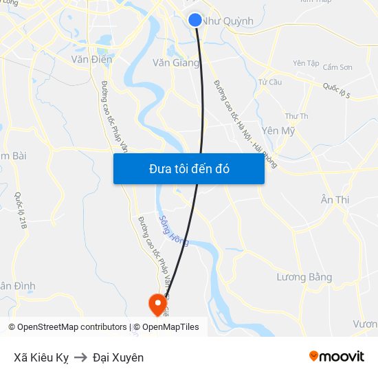 Xã Kiêu Kỵ to Đại Xuyên map