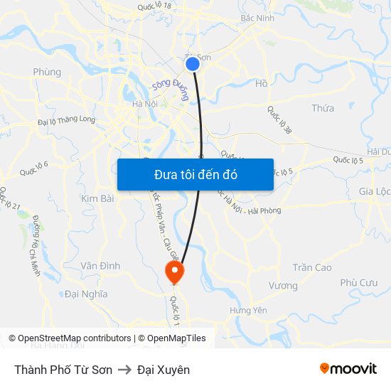 Thành Phố Từ Sơn to Đại Xuyên map