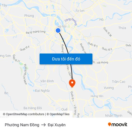 Phường Nam Đồng to Đại Xuyên map
