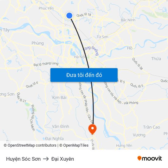 Huyện Sóc Sơn to Đại Xuyên map