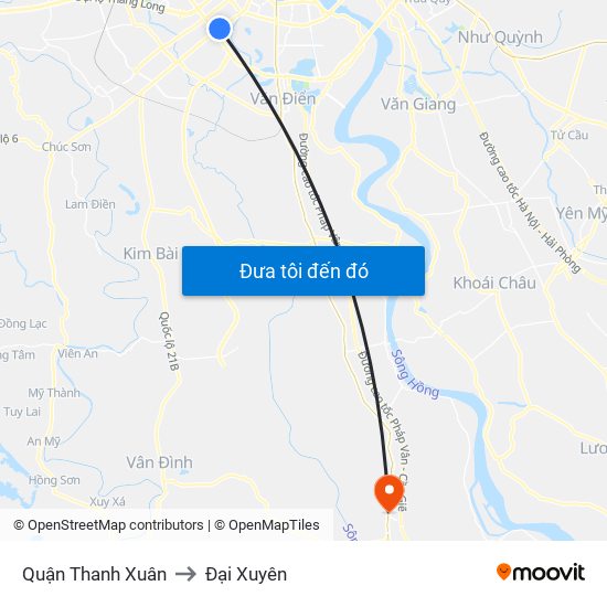 Quận Thanh Xuân to Đại Xuyên map