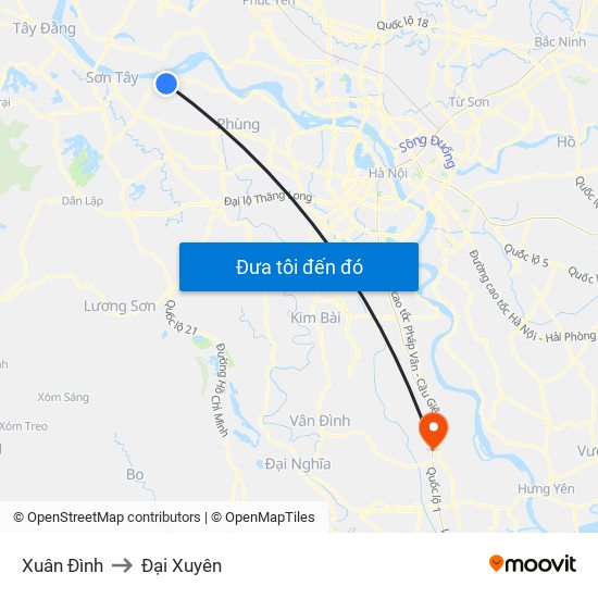 Xuân Đình to Đại Xuyên map