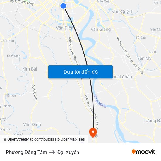 Phường Đồng Tâm to Đại Xuyên map