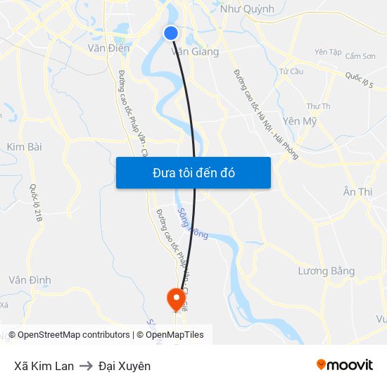 Xã Kim Lan to Đại Xuyên map