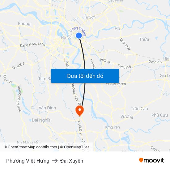 Phường Việt Hưng to Đại Xuyên map