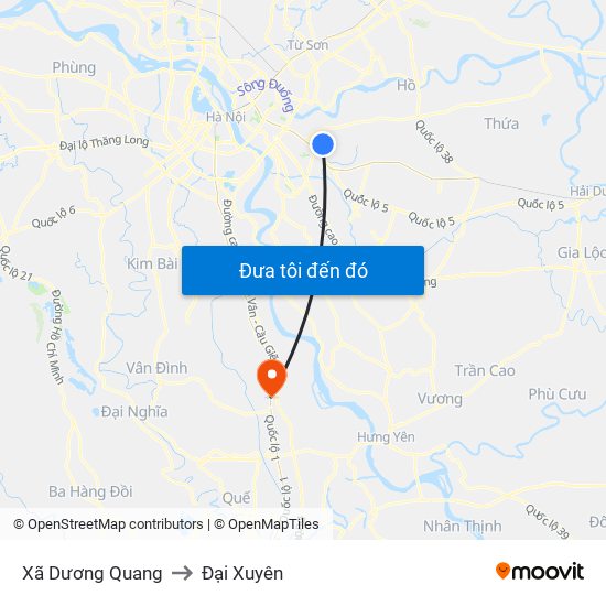 Xã Dương Quang to Đại Xuyên map