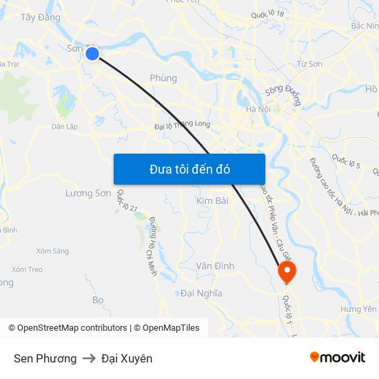 Sen Phương to Đại Xuyên map