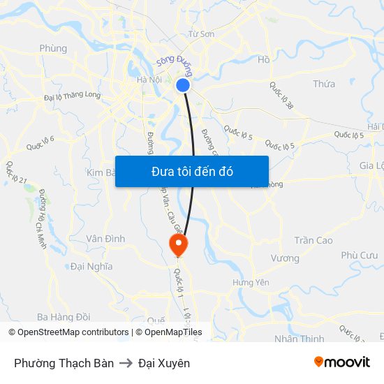 Phường Thạch Bàn to Đại Xuyên map