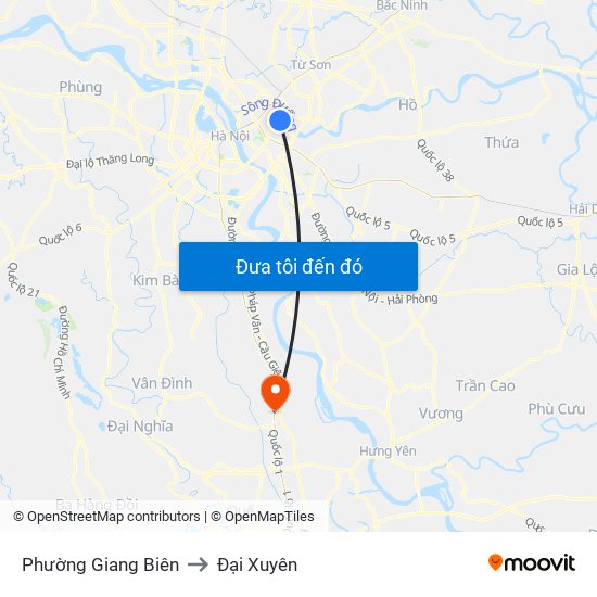 Phường Giang Biên to Đại Xuyên map