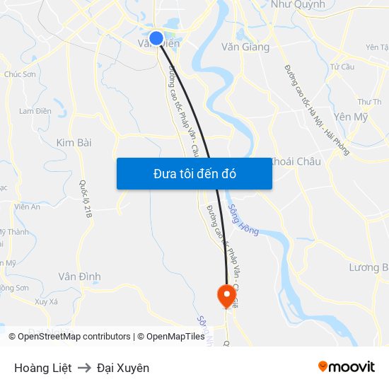 Hoàng Liệt to Đại Xuyên map