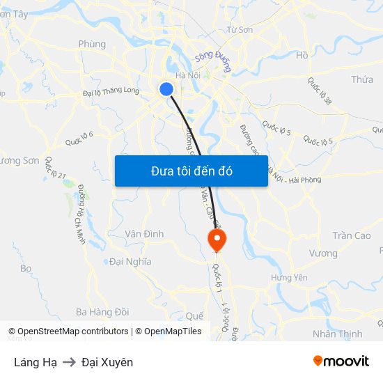 Láng Hạ to Đại Xuyên map