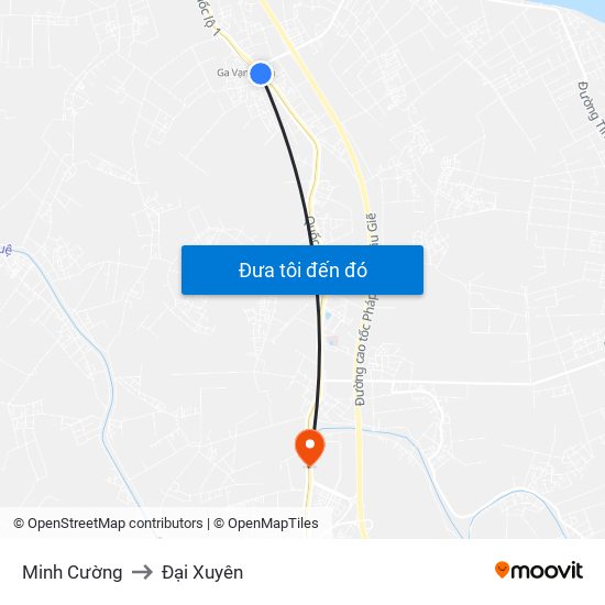 Minh Cường to Đại Xuyên map