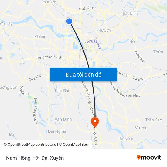 Nam Hồng to Đại Xuyên map