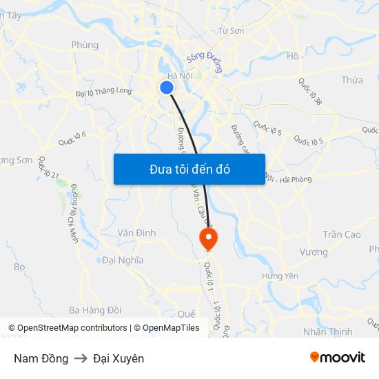 Nam Đồng to Đại Xuyên map