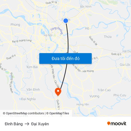 Đình Bảng to Đại Xuyên map