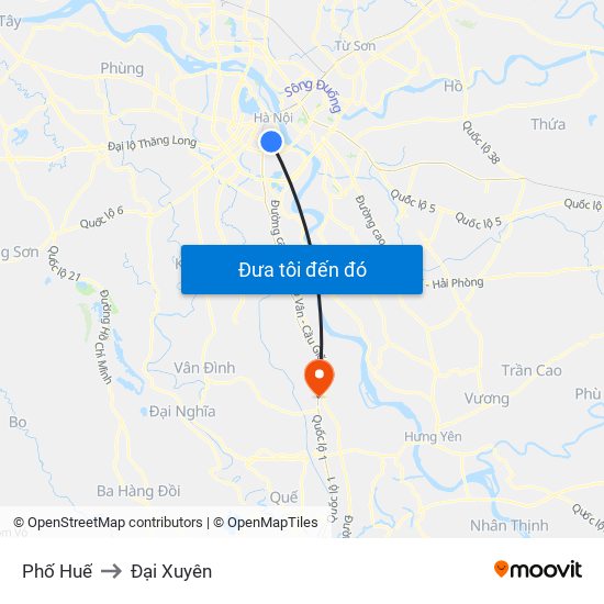 Phố Huế to Đại Xuyên map