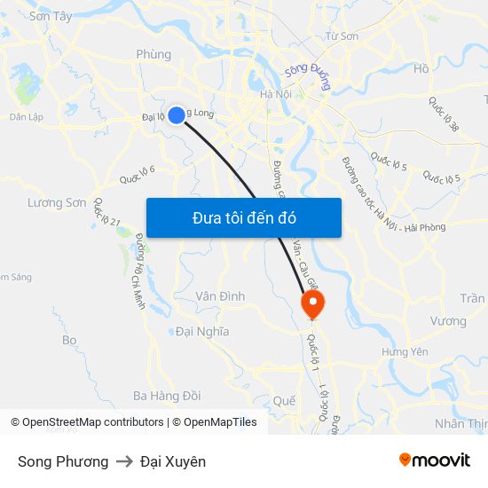 Song Phương to Đại Xuyên map