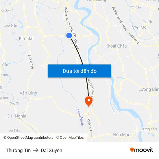 Thường Tín to Đại Xuyên map