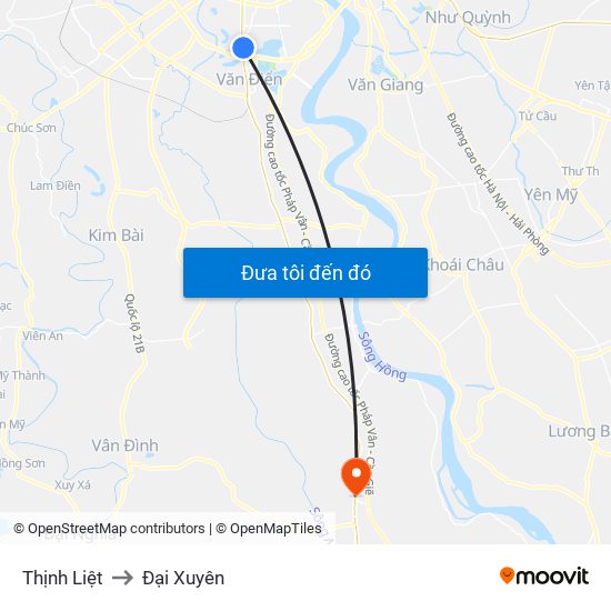 Thịnh Liệt to Đại Xuyên map