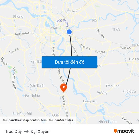 Trâu Quỳ to Đại Xuyên map