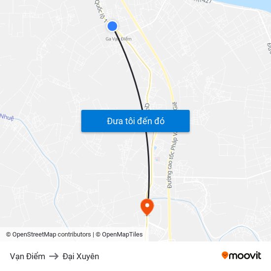 Vạn Điểm to Đại Xuyên map