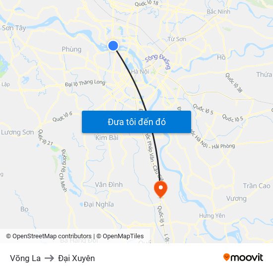 Võng La to Đại Xuyên map