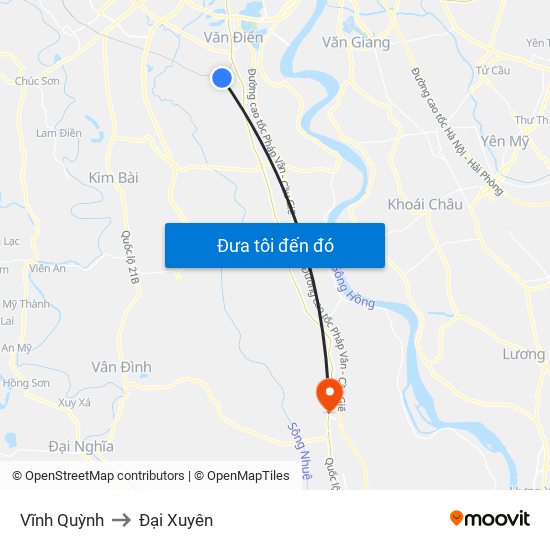 Vĩnh Quỳnh to Đại Xuyên map