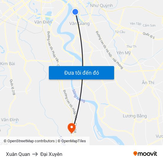 Xuân Quan to Đại Xuyên map