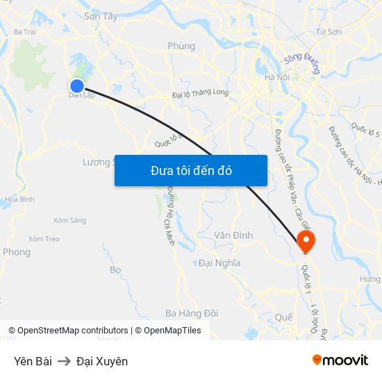 Yên Bài to Đại Xuyên map