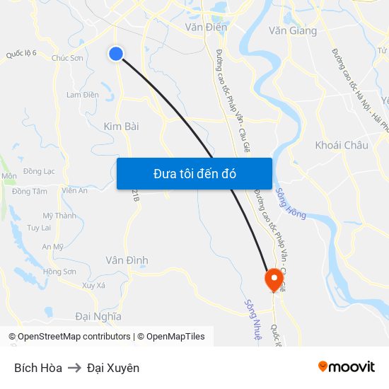 Bích Hòa to Đại Xuyên map