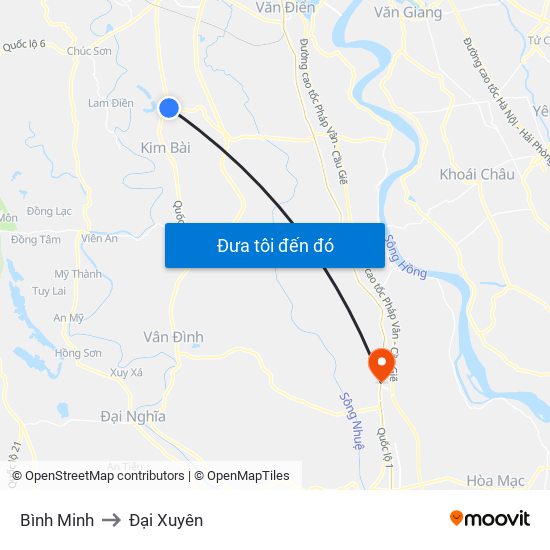 Bình Minh to Đại Xuyên map